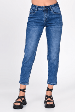 Blugi damă mom fit albaștri cu talie înaltă Lorena Natalee Fashion