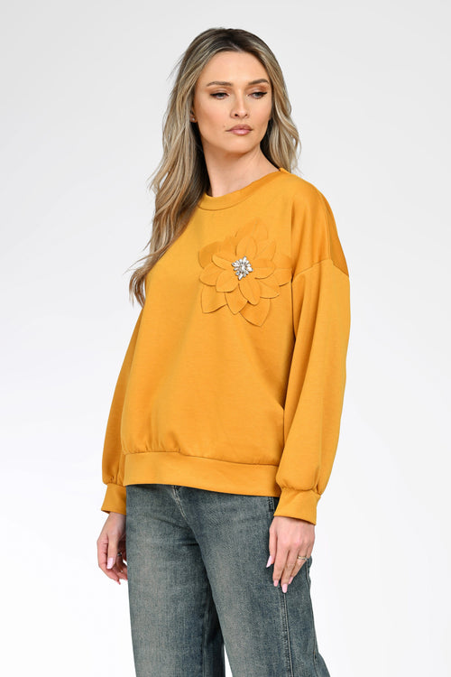 Bluză casual damă cu aplicație florală Elara Natalee