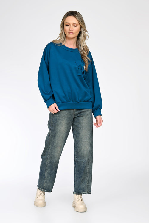 Bluză casual dama cu aplicație florală Elara Natalee