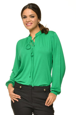 Natalee Fashion Bluză Bluza casual verde cu snur Sara