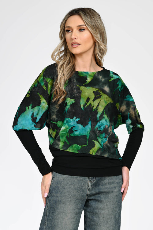 Bluză cu imprimeu abstract dama Iris doi in unu Natalee