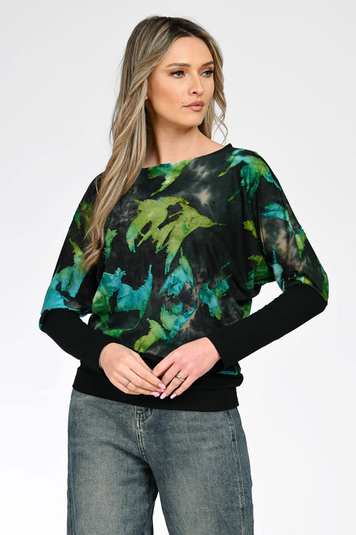 Bluză cu imprimeu abstract dama Iris doi in unu Natalee