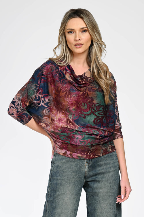Bluză cu imprimeu floral artistic dama Elisa Natalee Fashion
