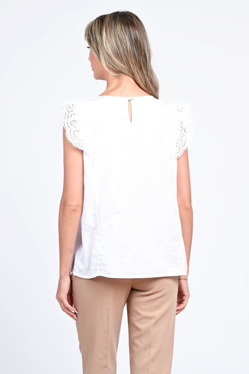 Bluza damă albă brodată cu volane Sofia Natalee Fashion