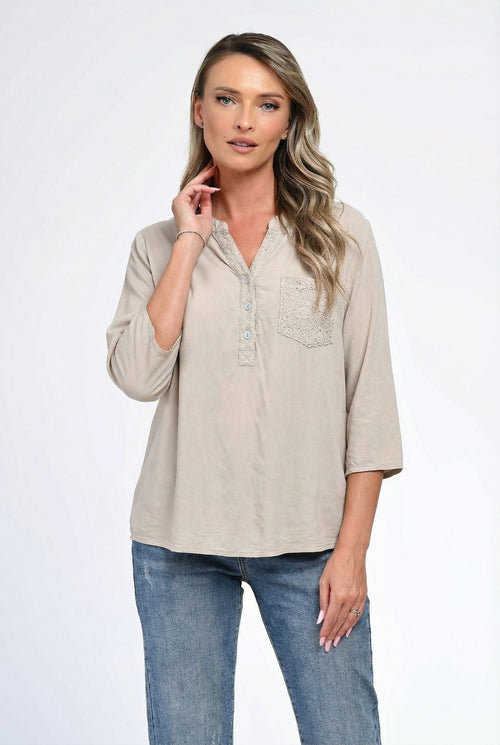 Bluză damă bej taupe casual Maya Natalee