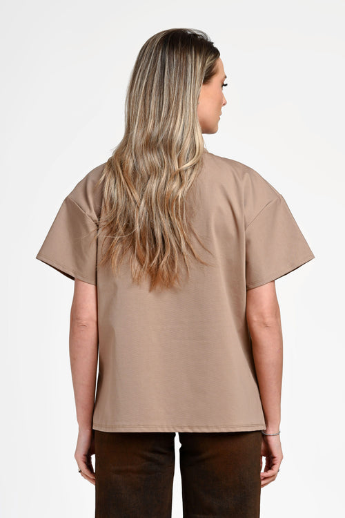 Bluză damă casual Andra bej cu aplicație inimioare Natalee