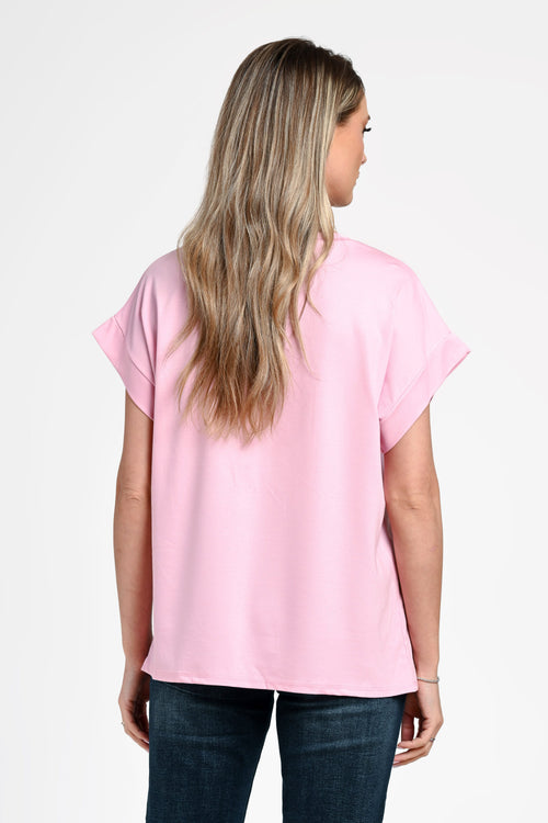 Bluză damă casual Mara roz cu imprimeu cățel Natalee