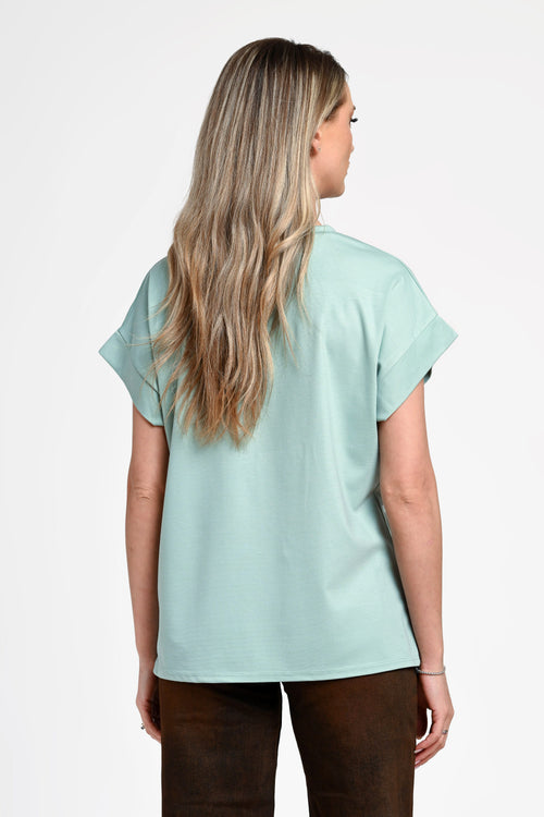 Bluză damă casual Mara verde mentă cu imprimeu cățel Natalee