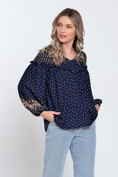 Natalee Fashion Bluză Bluza dama casual navy Aliza