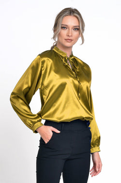 Natalee Fashion Bluză Bluza dama casual satin mustar Helen