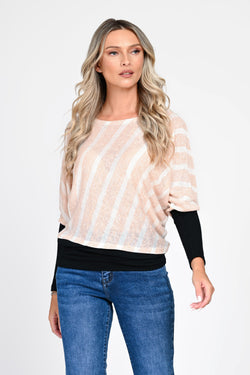 Bluză damă crem-bej cu efect suprapus Serena Natalee Fashion