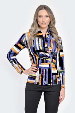 Natalee Fashion Bluză Bluza damă cu imprimeu abstract - Iris