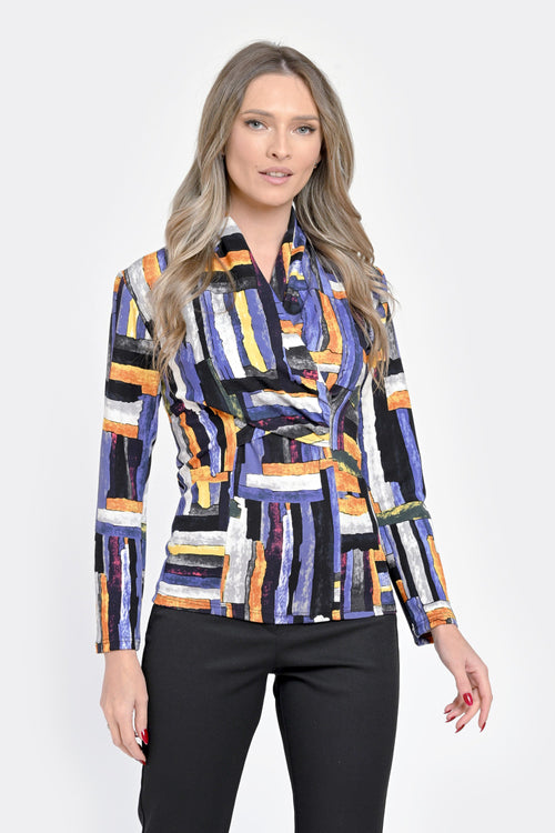 Natalee Fashion Bluză Bluza damă cu imprimeu abstract - Iris