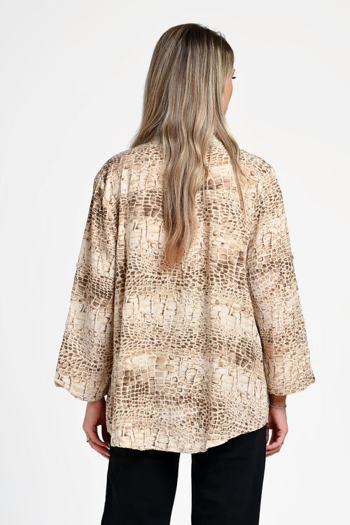 Bluză damă cu imprimeu animal print bej Savanna Beige Natalee Fashion