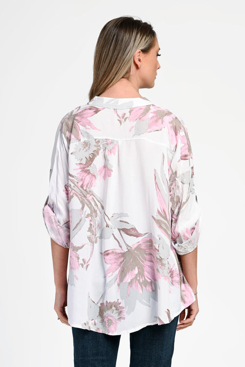 Bluză damă cu imprimeu floral delicat în tonuri de roz Elise Natalee Fashion