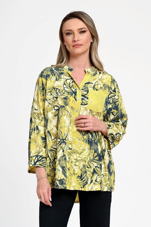 Bluza damă cu imprimeu floral galben Liora Yellow Natalee Fashion