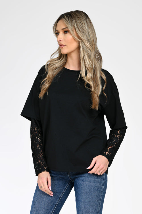 Bluza dama cu maneci din dantela Natalee Fashion