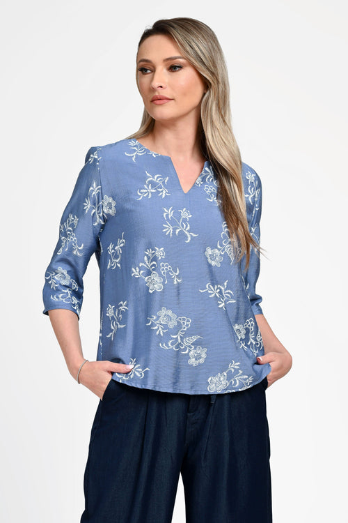 Bluză damă din bumbac cu imprimeu floral Eliza Natalee