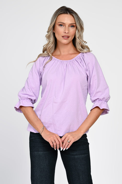 Bluză damă din bumbac cu mâneci bufante Celine S / lila Natalee Fashion