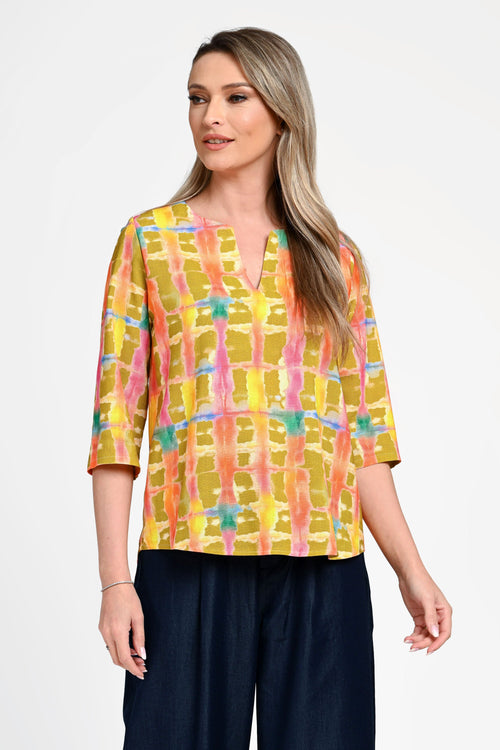 Bluză damă din in cu viscoză cu imprimeu floral galben Simona Natalee Fashion