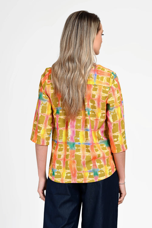 Bluză damă din in cu viscoză cu imprimeu floral galben Simona Natalee Fashion