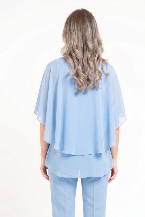 Bluză damă din voal bleu Serena Natalee