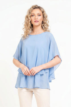 Bluză damă din voal bleu Serena Natalee