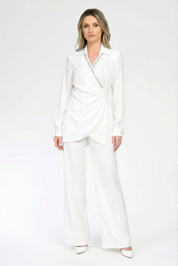 Bluza dama eleganta alba Theodora Natalee