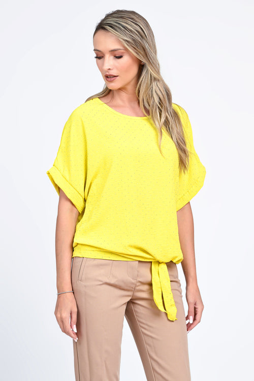 Bluza damă galbenă cu nod lateral Eliza Natalee Fashion