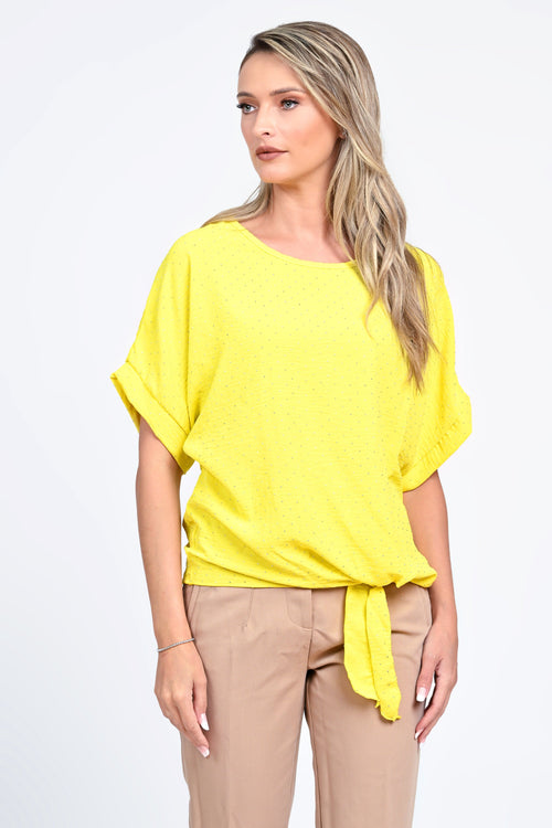 Bluza damă galbenă cu nod lateral Eliza Natalee Fashion