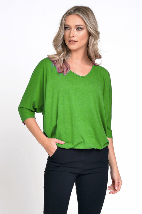 Natalee Fashion Bluză Bluza dama in V verde Esmeralda