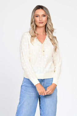 Bluză damă ivoire cu dantelă ajurată Mirela Natalee