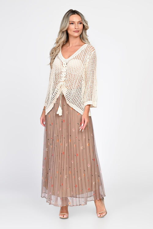 Bluză damă ivoire din tricot ajurat Sonia Natalee