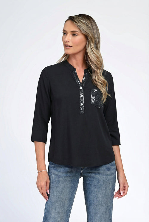 Bluză damă neagră cu paiete Noir Chic Natalee