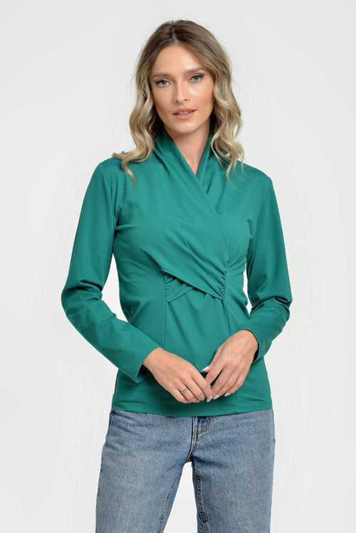 Natalee Fashion Bluză Bluza dama petrecuta verde Narcisa