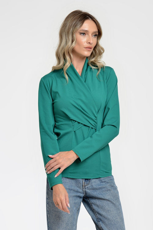 Natalee Fashion Bluză Bluza dama petrecuta verde Narcisa