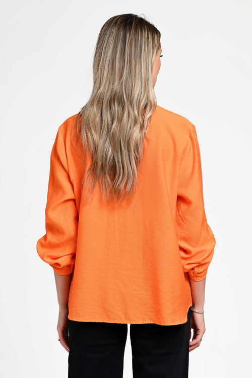 Bluză damă portocalie cu nasturi decorativ Sienna Orange Natalee Fashion