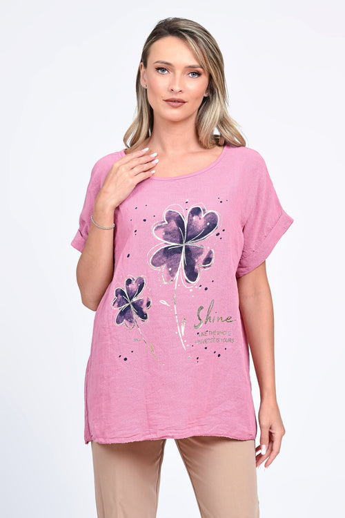 Bluza damă roz cu imprimeu floral Iris Natalee