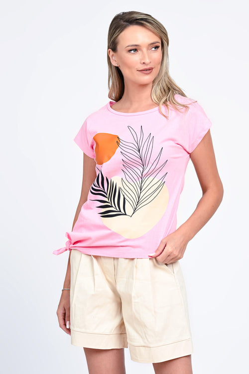 Bluza damă roz cu imprimeu tropical Luna Natalee Fashion