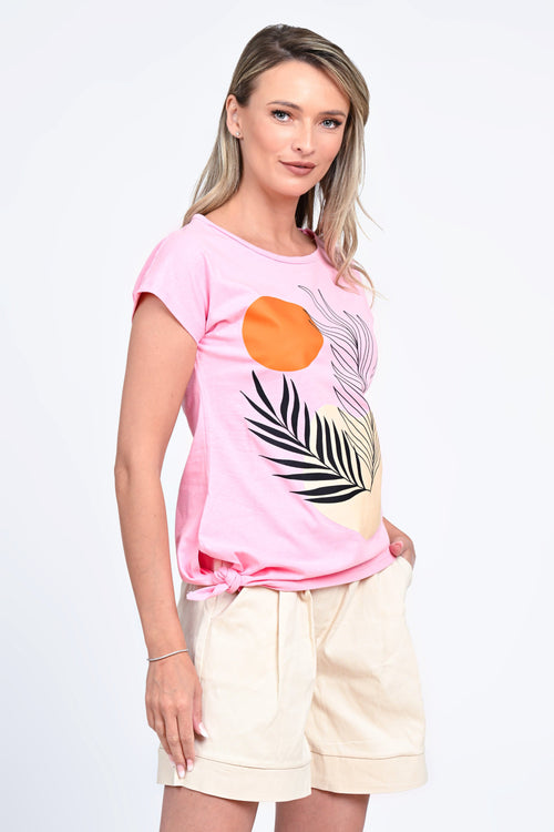 Bluza damă roz cu imprimeu tropical Luna Natalee Fashion
