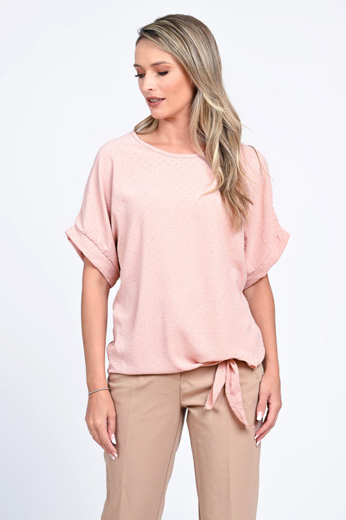 Bluza damă roz pudrat cu nod lateral Eliza Natalee Fashion