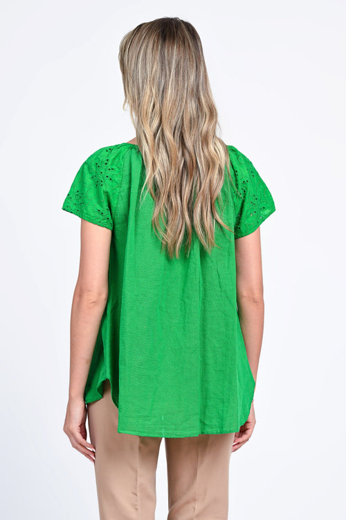 Bluza damă verde cu broderie Amalia Natalee Fashion