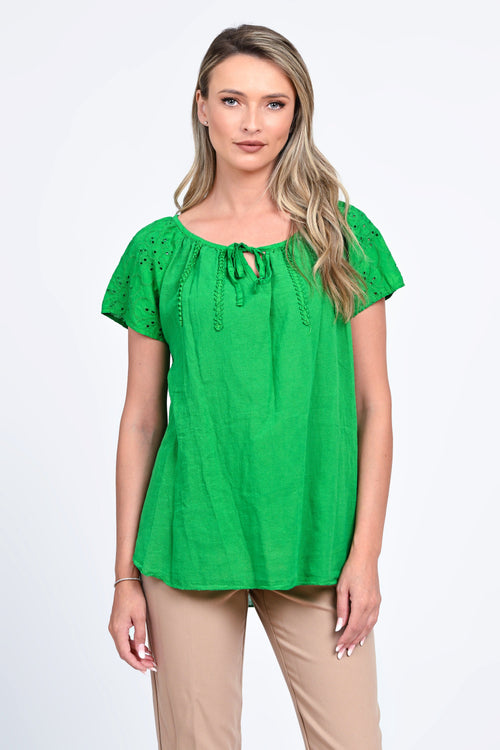 Bluza damă verde cu broderie Amalia Natalee Fashion