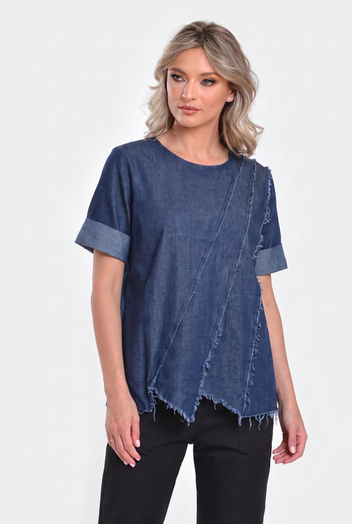 Bluză denim bleumarin Camelia Natalee