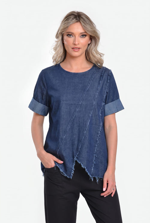 Bluză denim bleumarin Camelia Natalee