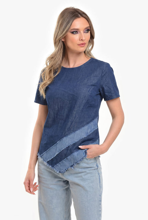 Bluză denim cu inserții Diana Natalee Fashion
