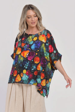 Bluză elegantă cu imprimeu abstract multicolor Celeste Natalee