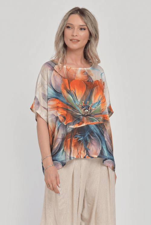 Bluză elegantă cu imprimeu floral artistic Valencia Natalee
