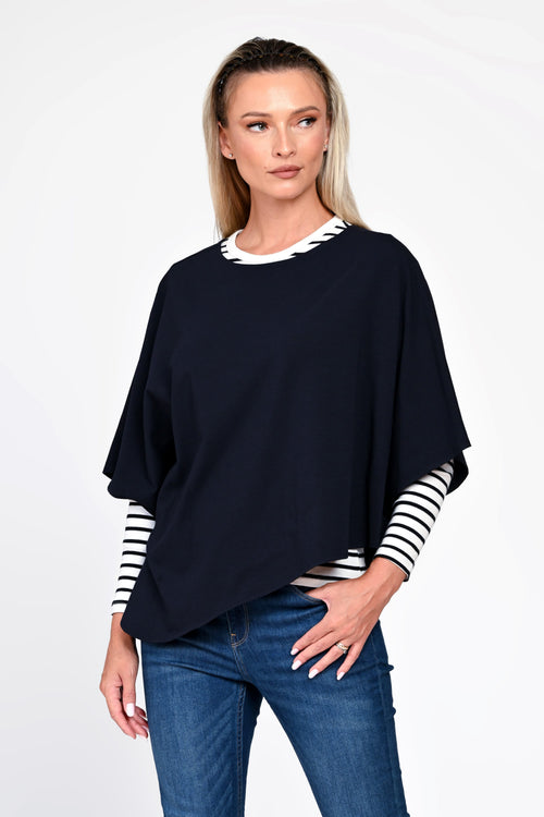 Bluza Eranthe asimetrica bleumarin ONE SIZE Eranthe