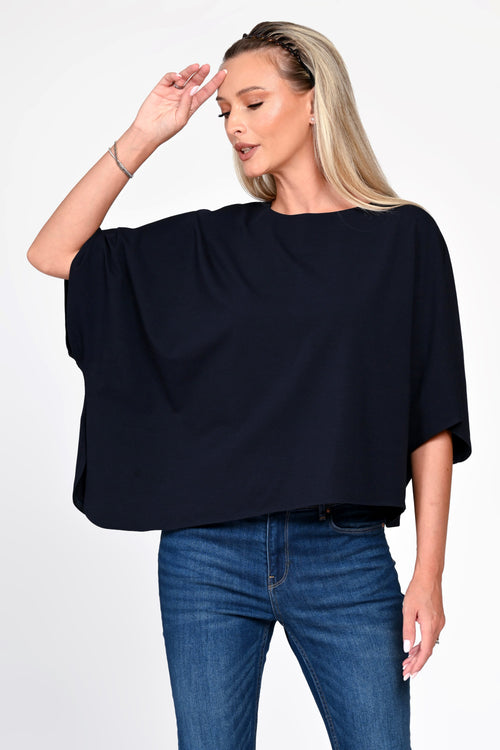 Bluza Eranthe asimetrica bleumarin ONE SIZE Eranthe